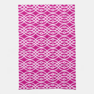 Kimono print, magenta en roze theedoek