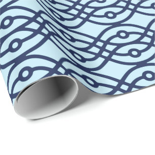 Kimono print, marineblauw en lichtblauw cadeaupapier