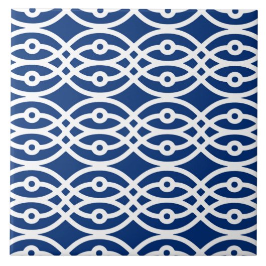 Kimono print, marineblauw en wit tegeltje (Voorkant)