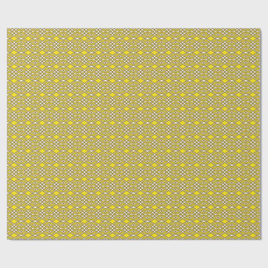 Kimono print, mosterdgeel en wit cadeaupapier (Vlak)