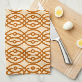 Kimono print, perzik en terracotta theedoek (Quarter Fold)