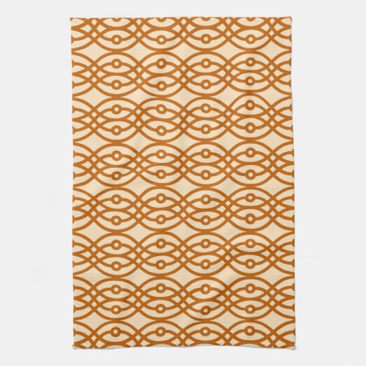 Kimono print, perzik en terracotta theedoek (Verticaal)