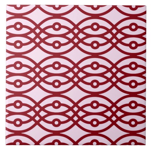 Kimono print, roze en Bourgogne Tegeltje (Voorkant)