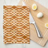 Kimono print, terracotta en perzik theedoek (Quarter Fold)
