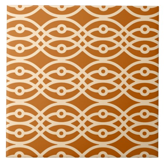 Kimono print, terracotta en perziken tegeltje (Voorkant)