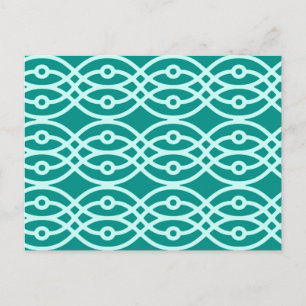 Kimono print, turquoise en aqua briefkaart