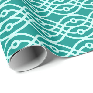 Kimono print, turquoise en aqua cadeaupapier