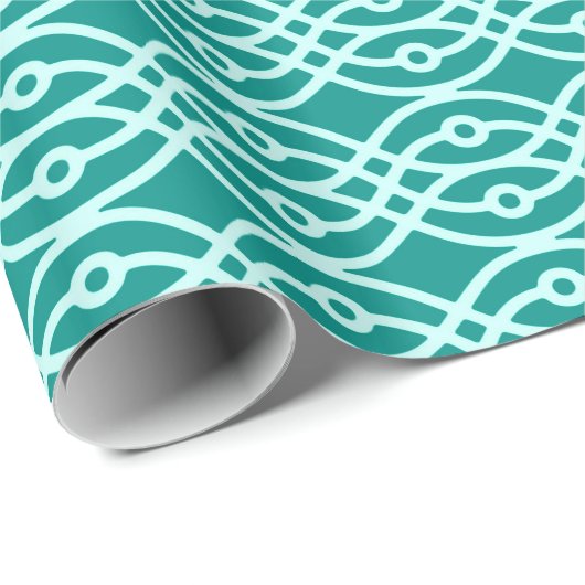 Kimono print, turquoise en aqua cadeaupapier (Rol Hoek)