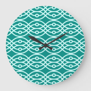 Kimono print, turquoise en aqua grote klok