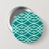 Kimono print, turquoise en aqua ronde button 7,6 cm (Voorkant /achterkant)