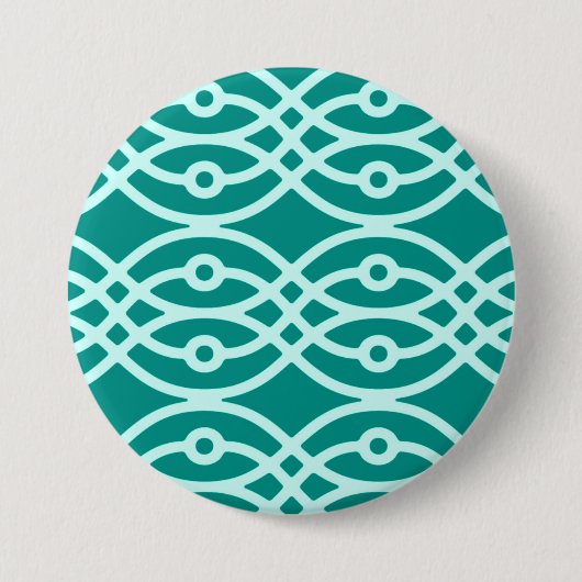 Kimono print, turquoise en aqua ronde button 7,6 cm (Voorkant)