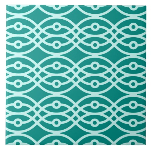 Kimono print, turquoise en aqua tegeltje (Voorkant)