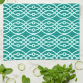 Kimono print, turquoise en aqua theedoek (Gevouwen)