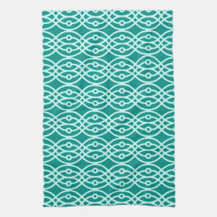 Kimono print, turquoise en aqua theedoek