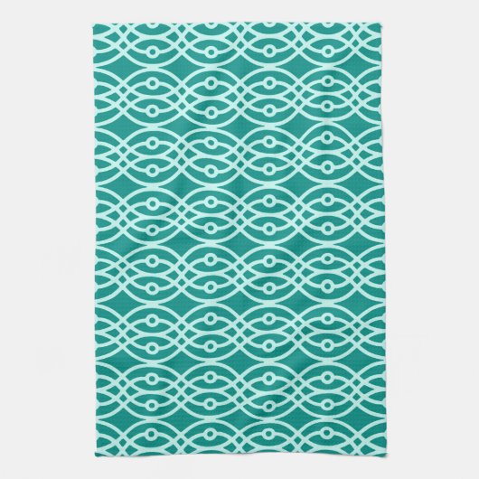 Kimono print, turquoise en aqua theedoek (Verticaal)