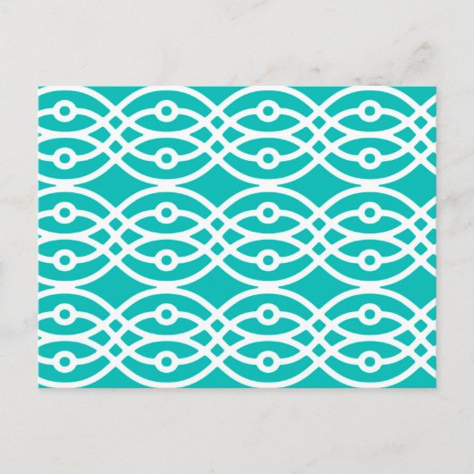 Kimono print, turquoise en wit briefkaart (Voorkant)