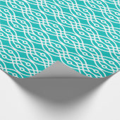Kimono print, turquoise en wit cadeaupapier (Hoek)