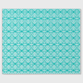 Kimono print, turquoise en wit cadeaupapier (Vlak)