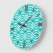 Kimono print, turquoise en wit grote klok (Hoek)