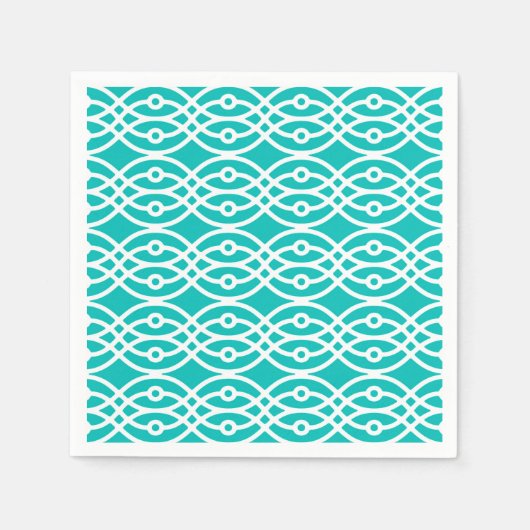 Kimono print, turquoise en wit servetten (Voorkant)