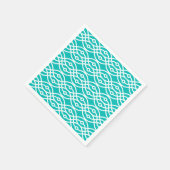 Kimono print, turquoise en wit servetten (Hoek)