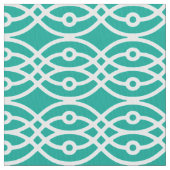 Kimono print, turquoise en wit stof (Close Up)