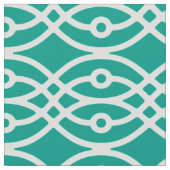 Kimono print, turquoise en wit stof (Close Up)