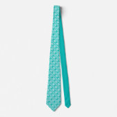 Kimono print, turquoise en wit stropdas (Voorkant)