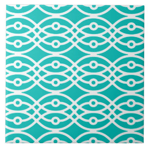 Kimono print, turquoise en wit tegeltje