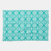 Kimono print, turquoise en wit theedoek (Horizontaal)