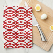 Kimono print, wit en donkerrood theedoek (Quarter Fold)
