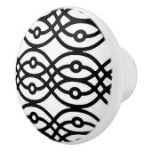 Kimono print, zwart op wit keramische knop (Rechts)