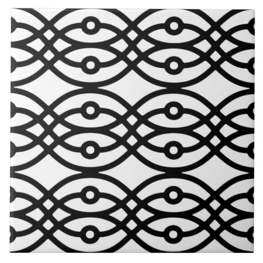 Kimono print, zwart op wit tegeltje (Voorkant)