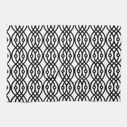 Kimono print, zwart op wit theedoek (Horizontaal)