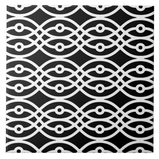 Kimono print, zwart wit tegeltje (Voorkant)