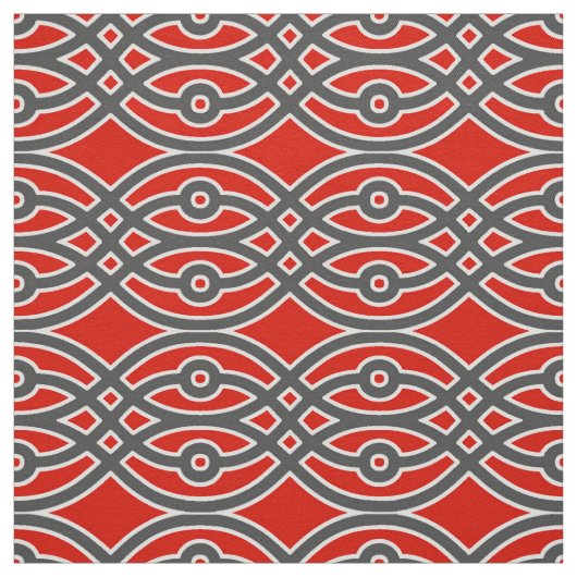 Kimono, rood, grijs en wit stof (Swatch)