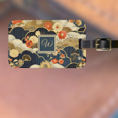 Kimono Style Floral Japanese Print with Monogram Bagagelabel