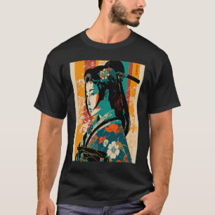 Kimono Vrouw Retro Japans Samurai Geisha Vintag T-shirt