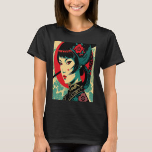 Kimono Vrouw Retro Japanse Samurai Geisha Vintage T-shirt