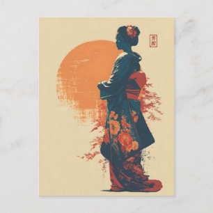 Kimono vrouw vintage briefkaart