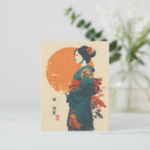 Kimono vrouw vintage briefkaart (Staand voorkant)