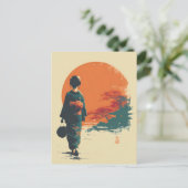 Kimono vrouw vintage briefkaart (Staand voorkant)