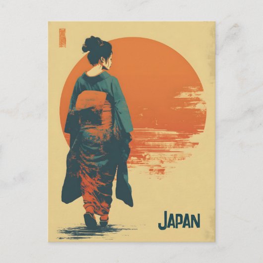 Kimono vrouw vintage briefkaart (Voorkant)