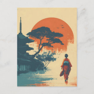 Kimono vrouw vintage briefkaart