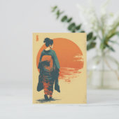 Kimono vrouw vintage briefkaart (Staand voorkant)