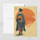 Kimono vrouw vintage briefkaart (Voorkant / Achterkant)