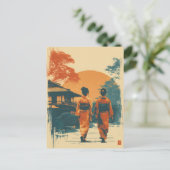 Kimono vrouwen vintage briefkaart (Staand voorkant)