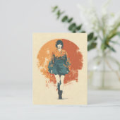 Kimono woman vintage briefkaart (Staand voorkant)