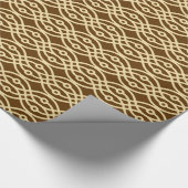 Kimonopdruk, chocoladebruin en geelbruin cadeaupapier (Hoek)