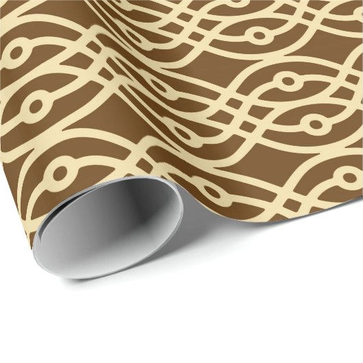 Kimonopdruk, chocoladebruin en geelbruin cadeaupapier (Rol Hoek)